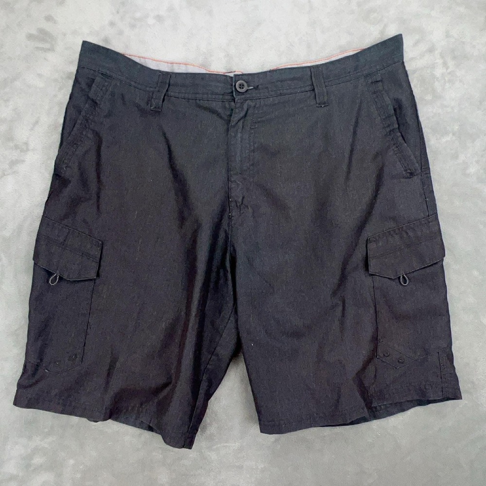 Burnside Mens‎ Charcoal Gray Cargo Shorts Size 38 Heathered Multi-Pocket Casual